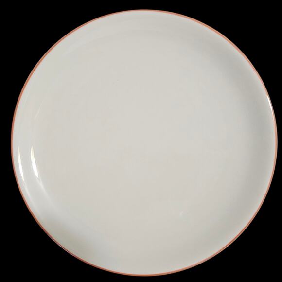 Syracuse China 8" White Plates with Orange Rim – Set of 3 – USA Made - Picture 2 of 6